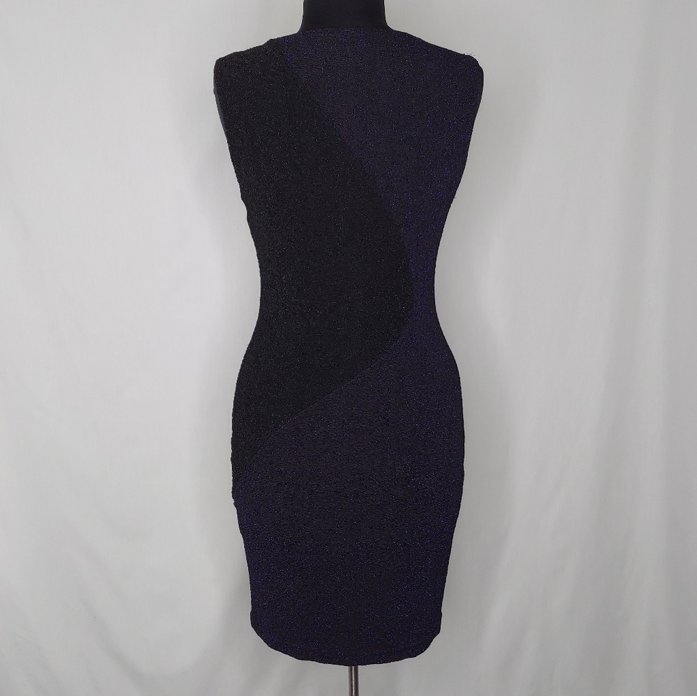 Reiss Dress Sleeveless Stretch Texture Sparkle Colorblock Wave Knit Sheath 8 - Picture 4 of 7